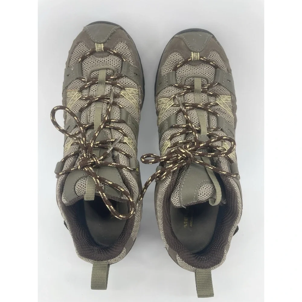 Merrell  Hiking Shoes Womens 9.5 Brindle Brown Waterproof Vibram Low Top J52410
